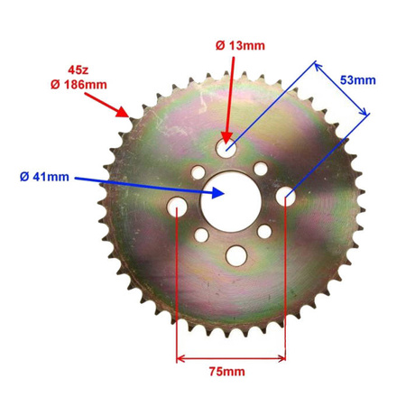 Zębatka tył 45Z 428 ATV 250 Bashan