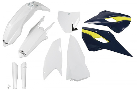 Komplet Plastików (Full Kit) Z Osłonami Teleskopów (Amortyzatorów) Husqvarna Tc 250 '16, Kolor Oem (Biały/Niebieski) (Hu617e999)
