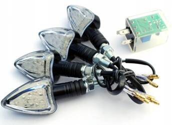 Kierunkowskazy led strzałka białe szkło 4 szt + przerywacz