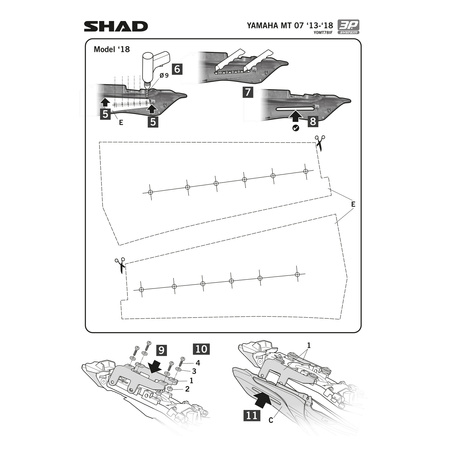 Stelaż do kufrów bocznych Shad 3P do Yamaha MT 07