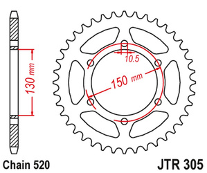 zębatka tylna 236 46 honda nx 650 '95-'01, yamaha xj 6 '09-'15 (23646jtzbk) (łańc. 520) - patrz również 430946 (23646jtzbk) kolor czarny