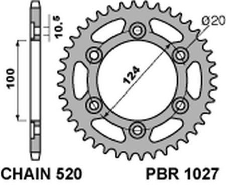 Zębatka tylna 1027 42 c45  ducati monster 695/800 (jtr735.42) (łańc. 520)