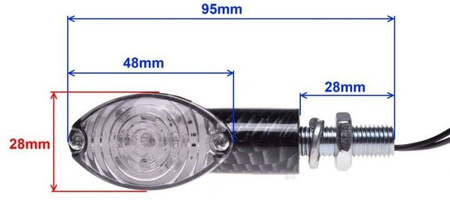Kierunkowskaz motocyklowy led owalny carbon E8