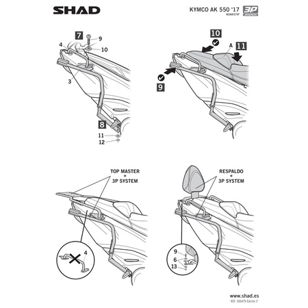 Stelaż do kufrów bocznych Shad 3P do Kymco AK550