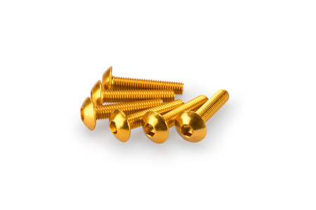 Śruby z anodyzowanego aluminium blister 6 wypukłych śrub m5x25mm żółte