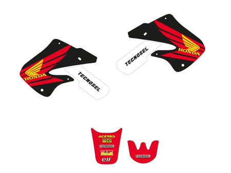Komplet naklejek (oklein) + pokrowiec/poszycie na siedzenie honda cr 125 '98-'99, cr 250 '97-'99 replica oem honda '98