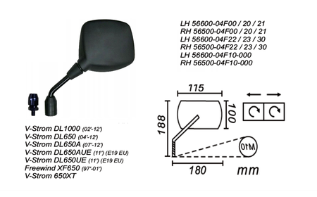 Lusterko Lewe Suzuki V-Strom 650/1000 2002-12 Xf650 1997-01 Power Force