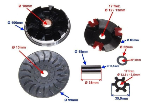 Wariator do skutera 2T wał 13mm tuning Zipp Romet
