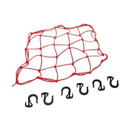 Siatka bagażowa czerwona zapięcia plastik