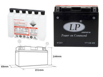 Landport akumulator yt12b-bs 12v 11ah 151x70x130 bezobsługowy - elektrolit osobno (4) ue2019/1148