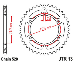 Zębatka tylna 4357 44 honda cbr 600f '99-'00 (pc35 (+1) (435744jt) (łańc. 525)