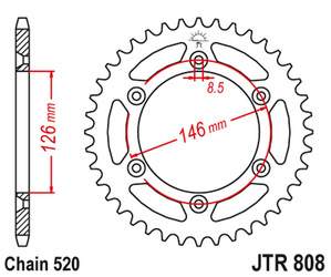 Zębatka tylna 808 46 aluminiowa racelite suzuki rm/rmz dr/drz (80846jta) (łańc.520) kolor czarny