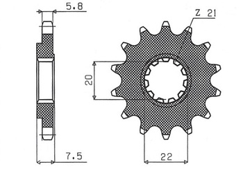 Zębatka przednia 2120 14 honda cr 125r '04-'07, crf 250r/x '04-'17 (jtf1323.14) (łańc. 520) (212014jt)