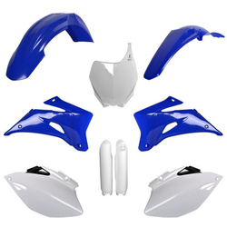 KOMPLET PLASTIKÓW (FULL KIT) YAMAHA YZ 250F '08-'09; YZ 450F '08-'09 W ZESTAWIE TABLICA PRZEDNIA (8658100001) I OSŁONY AMORTYZARORÓW (8351400001) KOLOR NIEBIESKI BIAŁY OEM