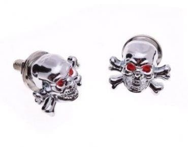 Śruba tablicy rejestracyjnej czaszka chrom