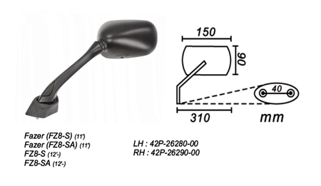 Lusterko Lewe Yamaha Fazer Fz8-S 2011 Fz8-S 2012-… Power Force
