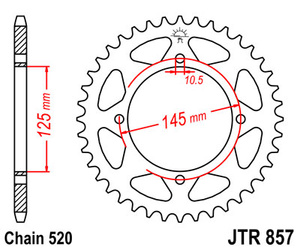Zębatka tylna 857 37 yamaha xt 600 '83-94 (jtr857.37) (łańc. 520) - patrz 458837jt
