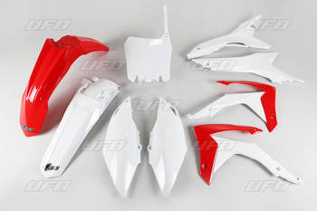 Komplet plastików honda crf 250r 14-17, crf 450r 13-16 z osłonami filtra powietrza kolor oem ( biały / czerwony ) (ho121e999)