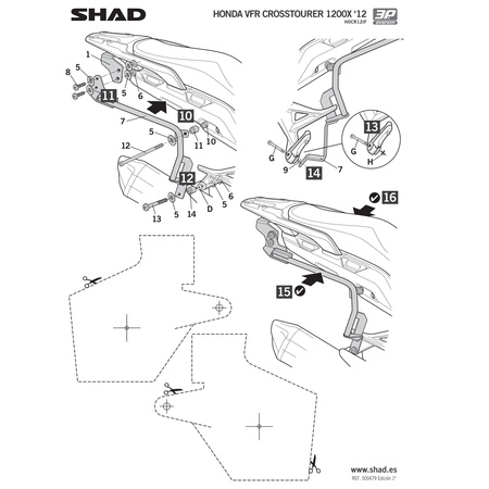 Stelaż do kufrów bocznych Shad 3P do Honda Crosstourer