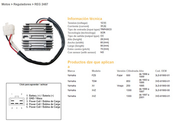 Dze regulator napięcia yamaha fzs600 fazer 98-99, tdm850 93-96, xvz1300 95-01 (35a) (esr360)