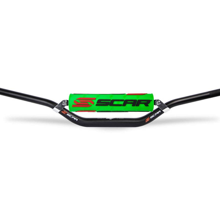 kierownica z poprzeczką 28,6mm model stewart/villopoto kolor czarny gąbka zielony/biały