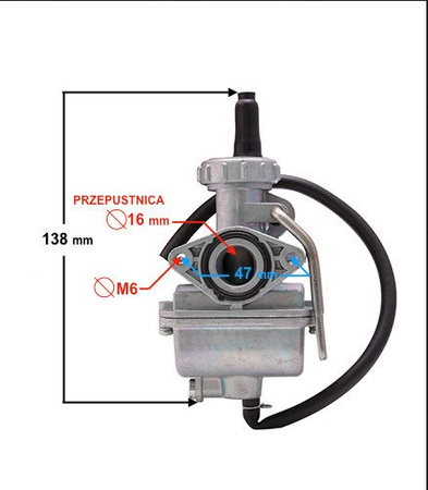 GAŹNIK PZ16 DO MOTOROWERÓW 139FMB 50 CM