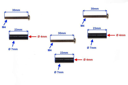 Śruba i tulejka dystansowa pokrywy wentylatora 2T