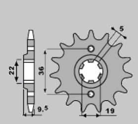 ZĘBATKA PRZEDNIA 337 12 TRX 250R '83-'92, TRX 300EX '93-'07, CR 250 '82-'85, CR500 '84-'85 (JTF337.12)