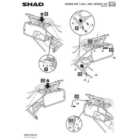 Stelaż do kufrów bocznych Shad 4P Terra do Honda Africa Twin CRF1000L Adventure Sport