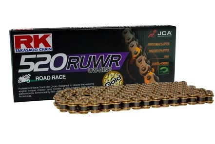 ŁAŃCUCH NAPĘDOWY GB520RUWR-122 (UW-RING) ZAKUWKA (CLF) W ZESTAWIE KOLOR ZŁOTY (POJEMNOŚĆ: DO 800 CCM) (35,3 KN)