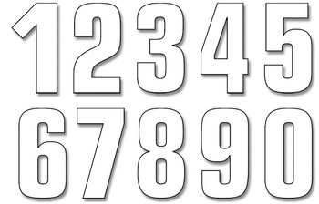 Numery startowe 21cm x 11cm proste, kolor biały nr4 (3szt.)