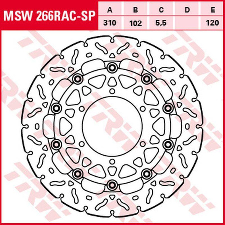 Tarcza hamulcowa przód suzuki gsx-r 600 '08-'16, gsx-r 750 '08-'16, gsx-r 1000 '07-'16 (310x102x5,5mm) wave