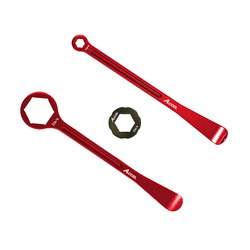 KOMPLET ŁYŻEK DO OPON ALU KUTE Z KLUCZAMI OCZKOWYMI 32, 22, 12, 10 MM KOLOR CZERWONY