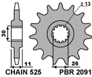 Zębatka przednia 2091 15 yamaha fz8 '10-'15, mt 09 '14-'17, mt 07 '14-'17, tdm 900 '02-'13 (jtf1591.15) (łańc. 525)