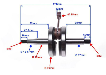 Wał korbowy do silnika AM6 2T 50CC Yamaha DT 50