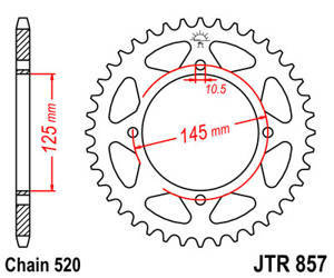 Zębatka tylna 857 37 yamaha xt 600 '83-94 (jtr857.37) (łańc. 520) - patrz 458837jt
