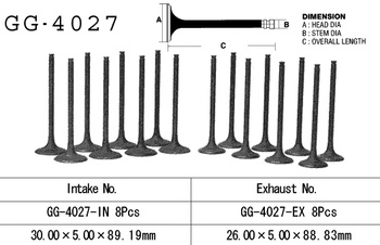 ZAWÓR SSĄCY KAWASAKI ZX10 '88-'90 (ZX1000B1-B3) (30,0 X 5,0 X 88,83 MM) (OEM: 12005-1107) (1SZT.) (MADE IN JAPAN)