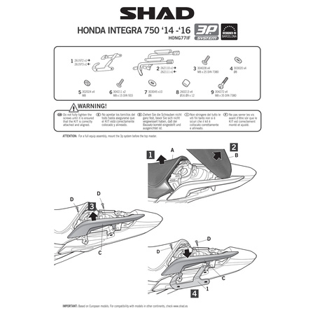 Stelaż do kufrów bocznych Shad 3P do Honda Integra 750
