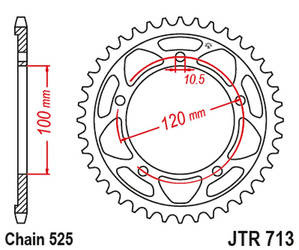 Zębatka tylna 4447 42 aprilia tuono 1000/1100 12-17 (444742jt) (łańc.525)