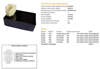 Dze moduł zapłonu cdi honda trx250 recon 97-01 (30410-hm8-003)