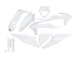 Komplet Plastików Z Osłonami Teleskopów (Amortyzatorów) Ktm Exc 125 '20-'21, Exc 250 / 300 '20-'23, Exc-F 250 / 350 / 450 / 500 '20-'23 Kolor Biały