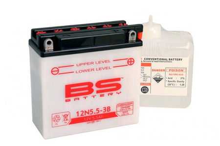 Bs akumulator 12n5,5-3b (12n5,5-3b) 12v 5,5ah 138x61x131 obsługowy - elektrolit osobno (44a) (6) ue2019/1148