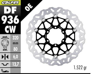 TARCZA HAMULCOWA PRZÓD BMW M 1000R '23-; M 1000RR '21-; M 1000XR '24-; S 1000R '21- ; S 1000RR '19-; S 1000XR '20- (WAVE FLOATING) (320X80X5MM)