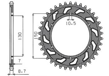 Zębatka tylna 863 47 yamaha fzr 1000 89-95, gts 1000 (jtr866.47) (łańc. 532) (86347)
