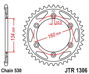 Zębatka tylna 4399 40 honda cbr 1000 rr '04-'05, vtr 1000sp1/sp2 '00-'06 (439940jt) (łańc. 530)