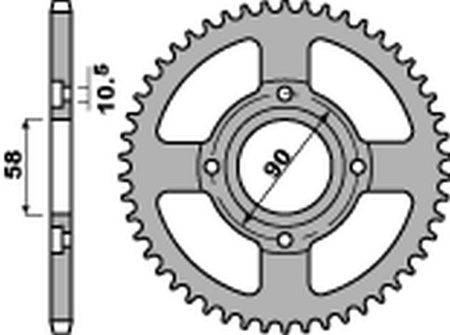 Zębatka tylna 269 42 c45 honda cg 125 '02-'05, cm 125 '82-'97, cb 125t '82-'88, daelim vc 125 '96-'99 (jtr269.42) (łańc. 428)