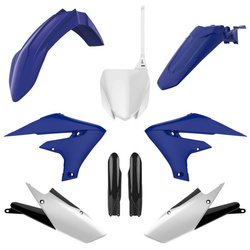 KOMPLET PLASTIKÓW (FULL KIT) YAMAHA YZ 250F '19-'23; YZ 450F '18-'22 W ZESTAWIE TABLICA PRZEDNIA (8666000008) I OSŁONY AMORTYZARORÓW (8352000002) KOLOR NIEBIESI BIAŁY OEM