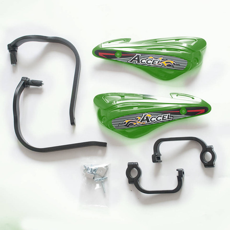 Osłony rąk (handbary) z mocowaniem aluminiowym strong (22+28mm) mocowanie 2 punktowe (alu-czarny, plastik-zielony)