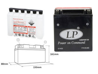 Landport akumulator ytx16-bs 12v 14ah 152x88x161 bezobsługowy - elektrolit osobno (4) ue2019/1148