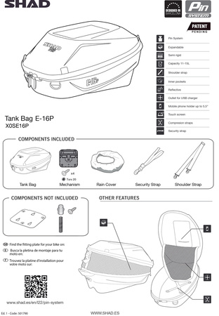 Torba na zbiornik Shad E16P Pin System